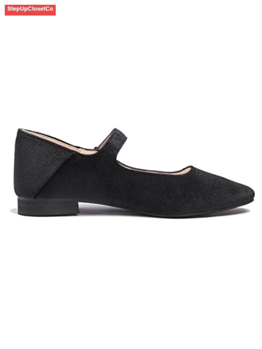 Women's Mary Jane Square Toe Low Heel Slip On Flats with Buckle